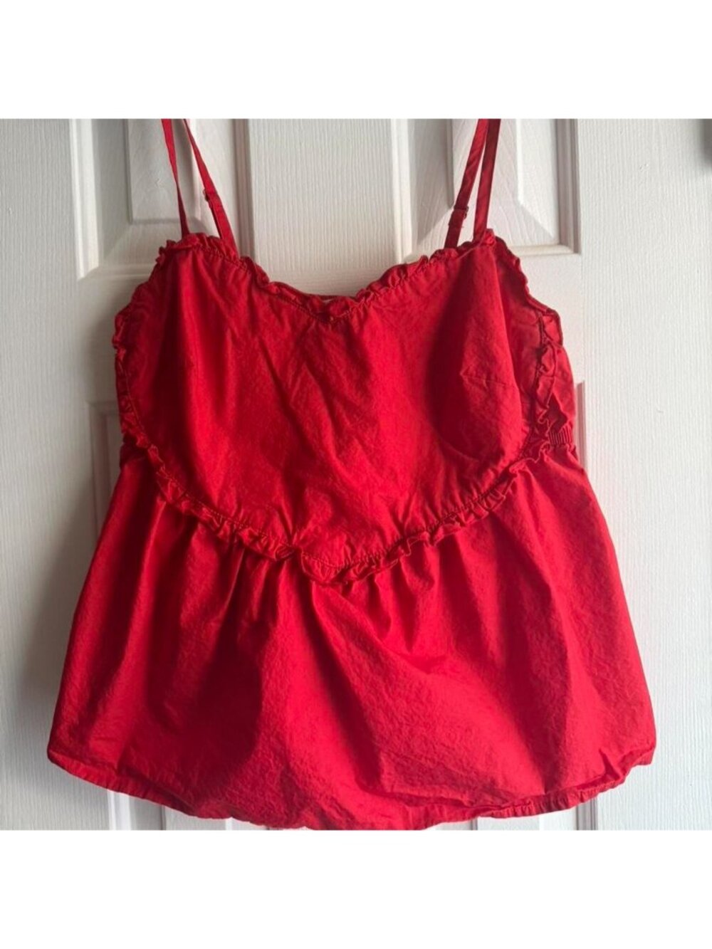 Red heart ruffle tank top in a Size M #ruffles...